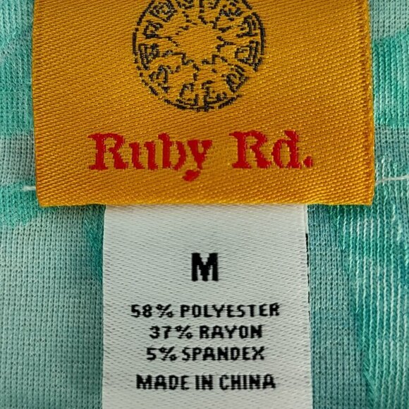 Ruby Rd. Women's Aqua Floral Lace Long Sleeve Top - Size Medium - Picture 12 of 13